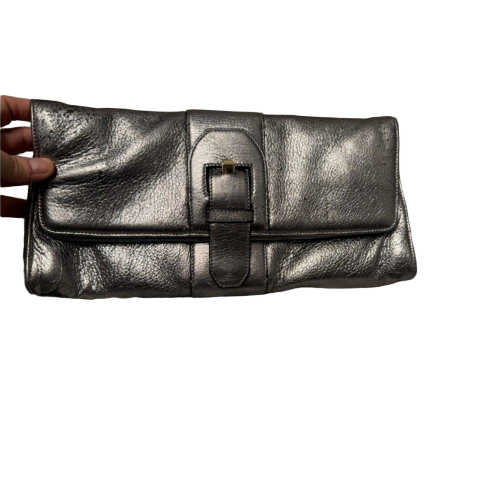 Silver Leather clutch